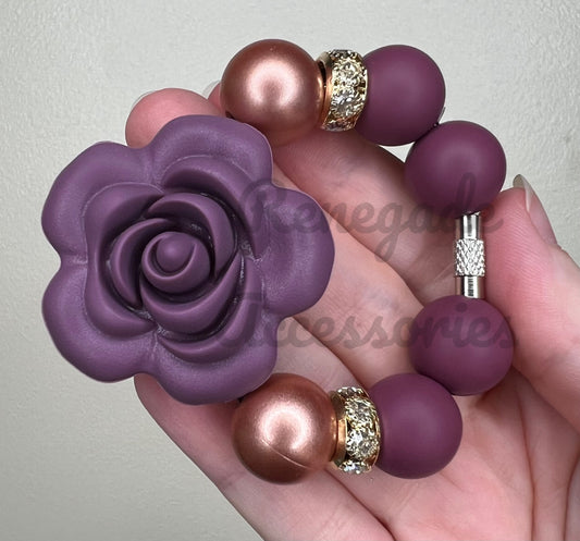 Silicone Charm - Plum Purple Rose