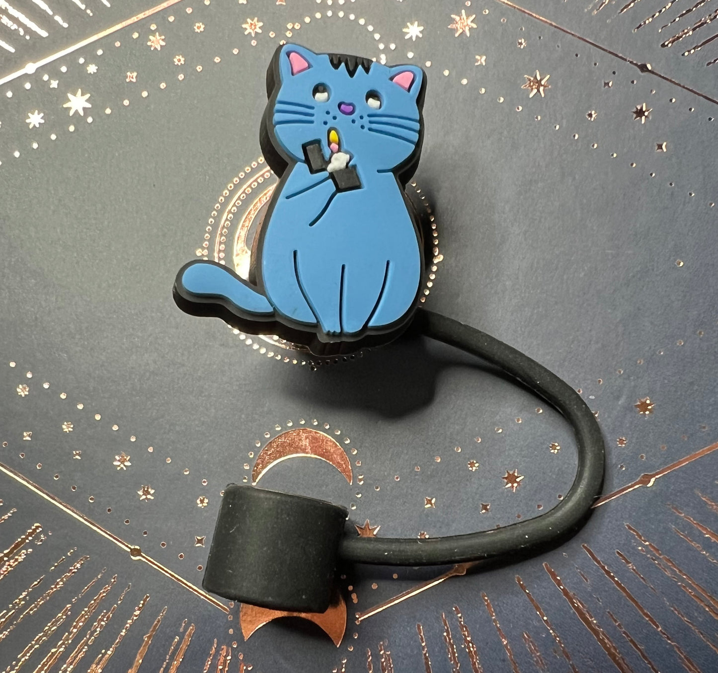 Straw Topper-Blue Cat - Taylor