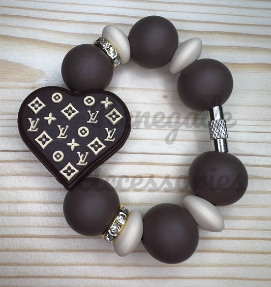 Silicone Charm - Luxe Heart - Autumn Checkers