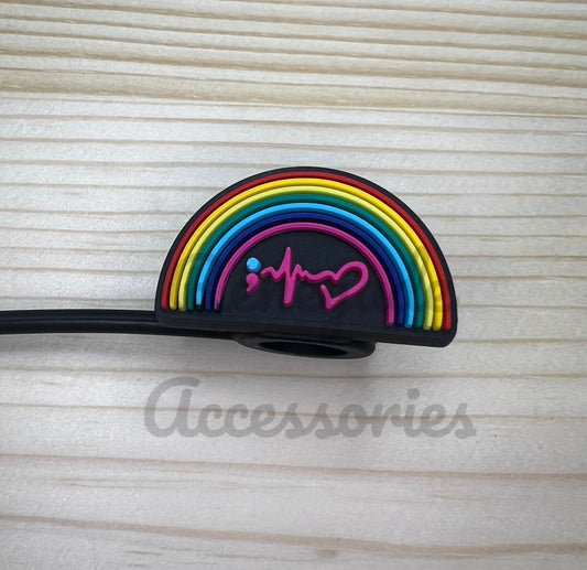 Straw Topper - Semicolon Rainbow - Awareness