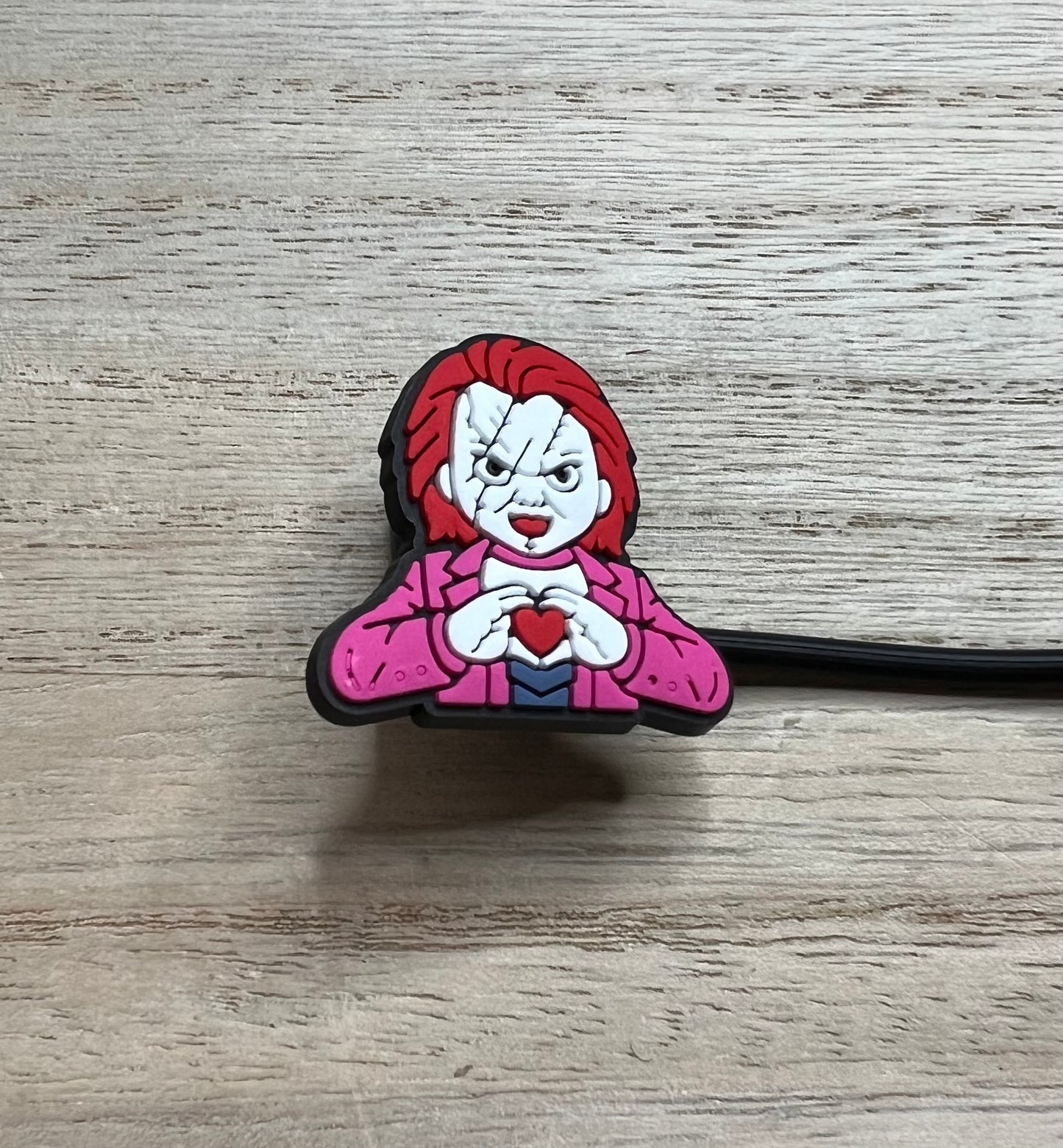 Straw Topper - Valentines Chucky