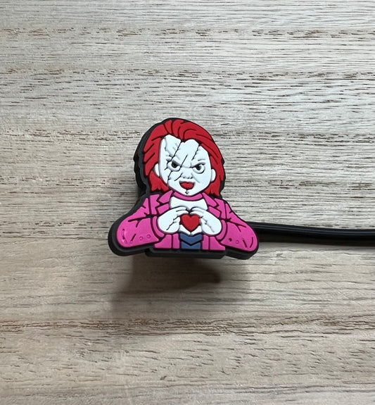 Straw Topper - Valentines Chucky