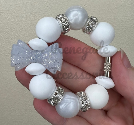 Silicone Charm - Clear Glitter Bow