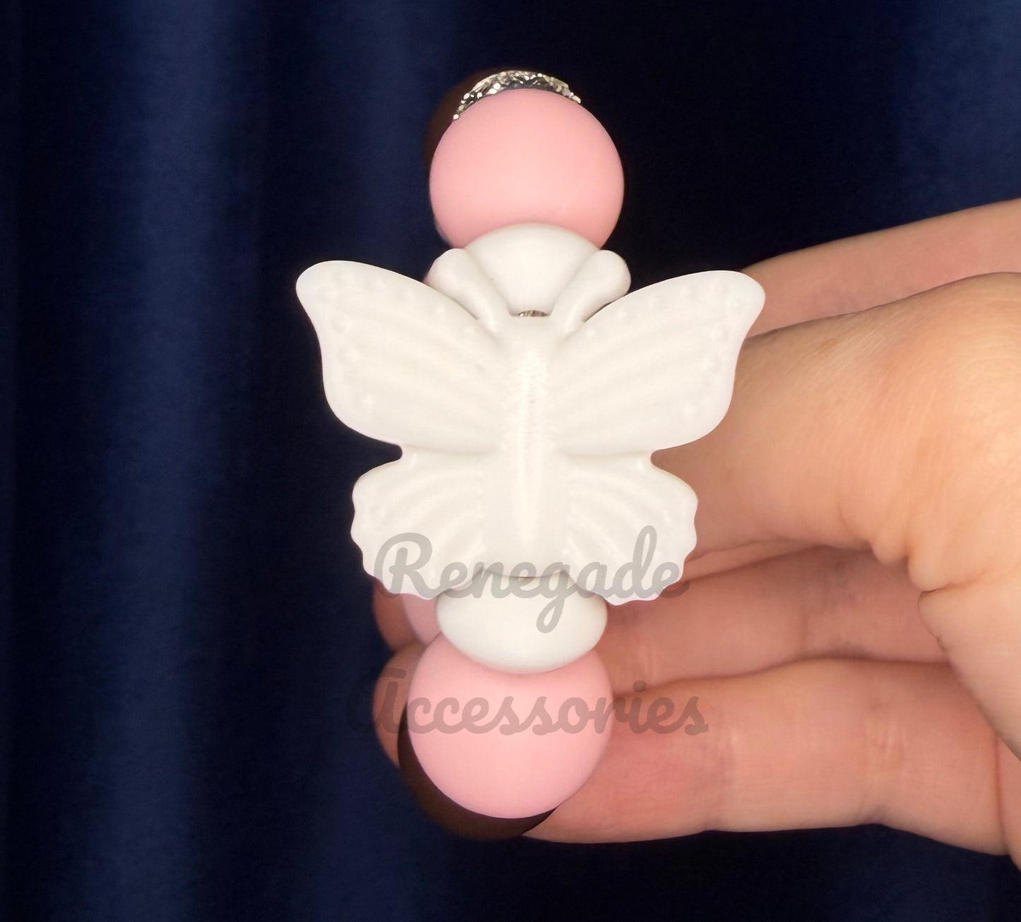 Silicone Charm - Pillowtalk Plaid White Butterfly