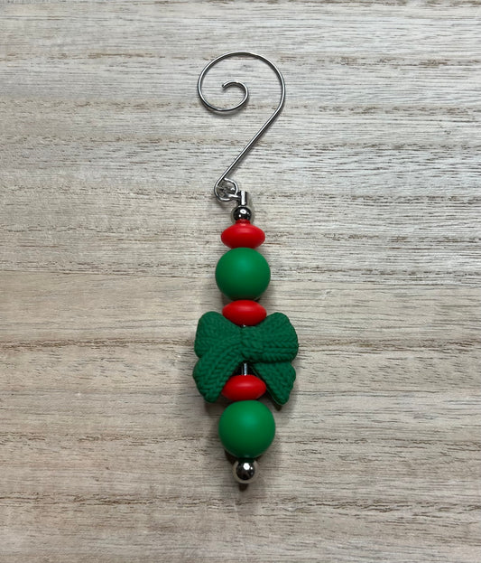 Christmas Tree Ornament - Green Sweater Bow