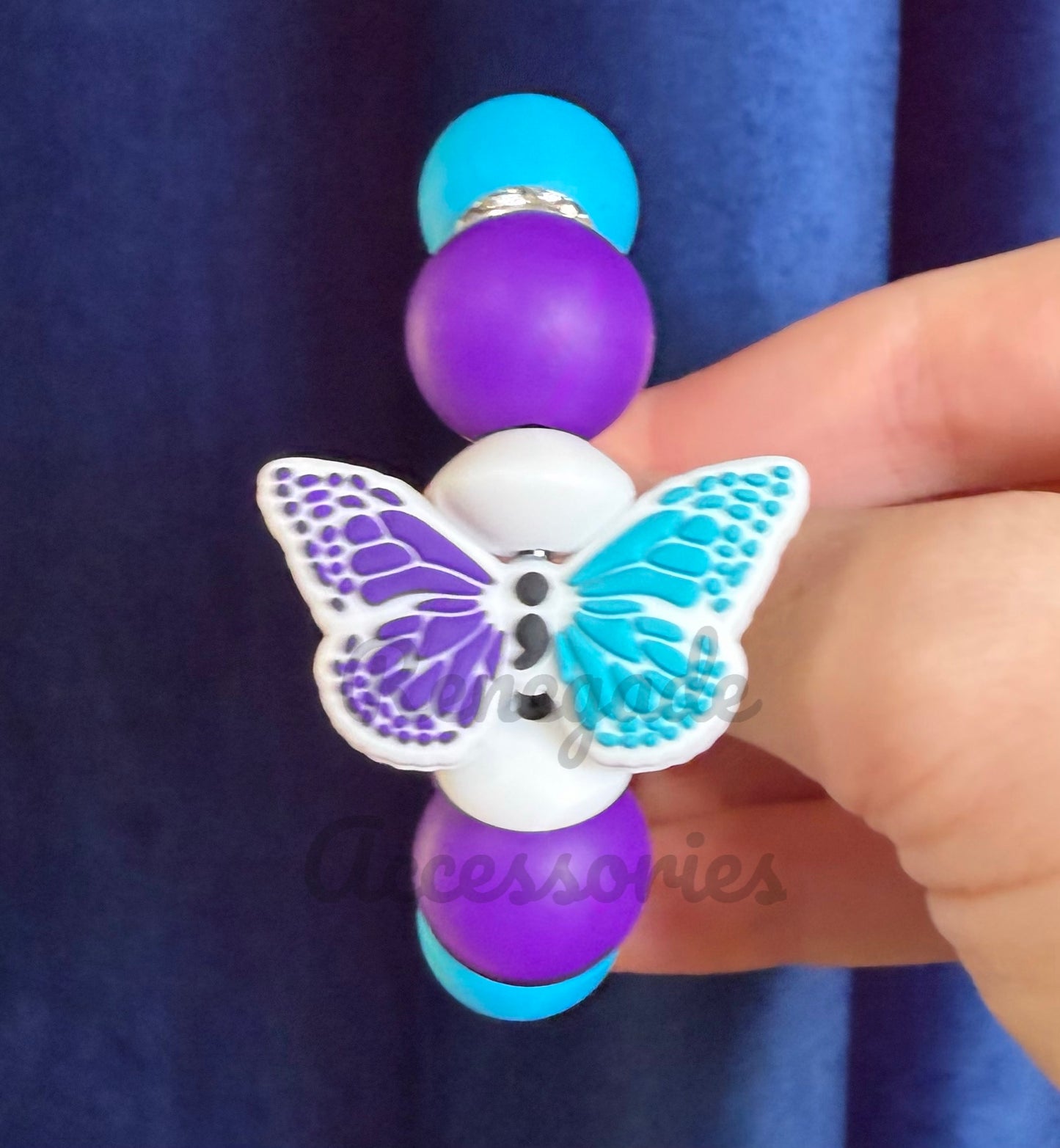 Silicone Charm - Suicide Awarness/Semicolon Butterfly
