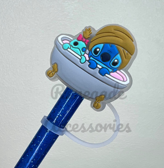 Straw Topper - LED - Blue Alien Bathtub