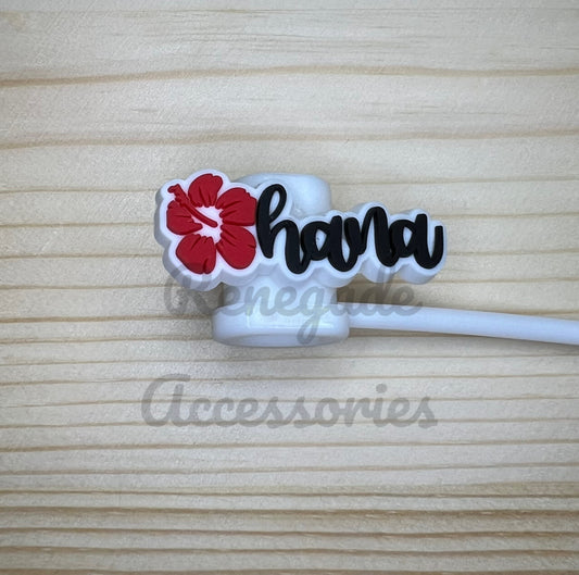 Straw Topper - Hibiscus Flower Ohana - Blue Alien