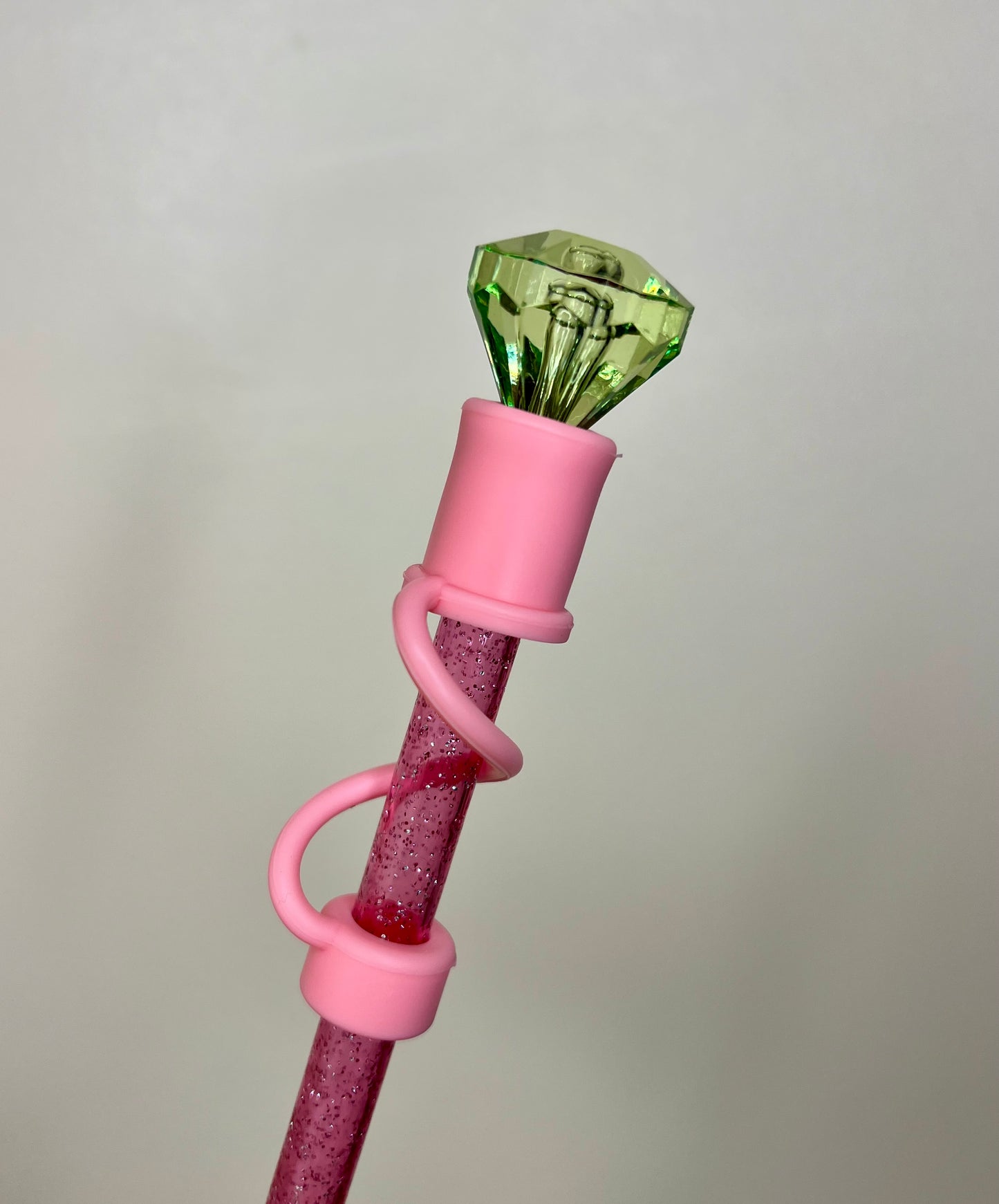 Straw Topper 3D - Pink & Green Diamond