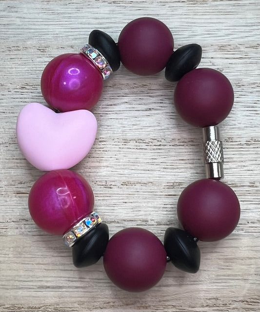 Silicone Charm - Berry Truffle - Light Pink Heart