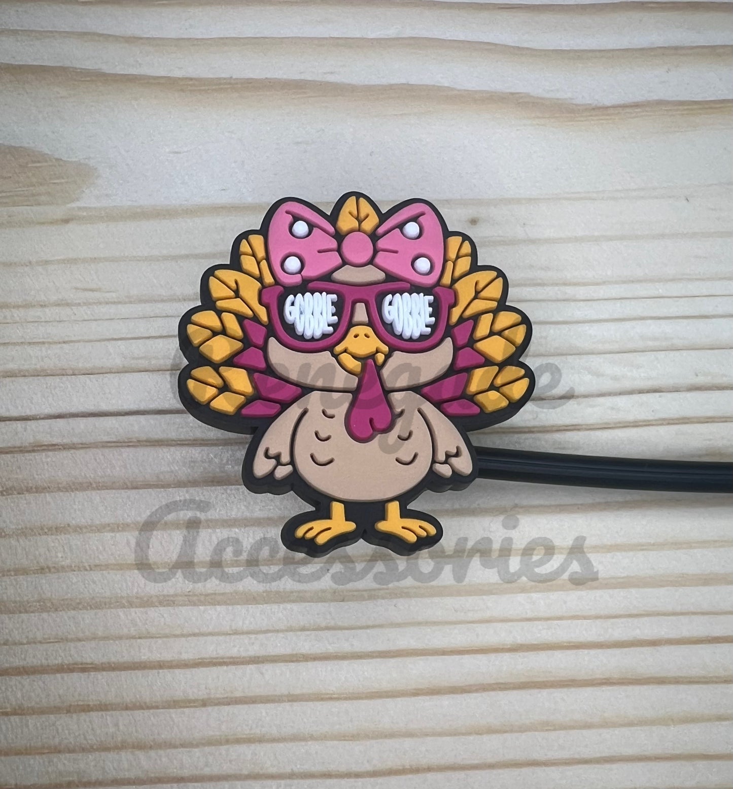Straw Topper - Pink Bow Turkey