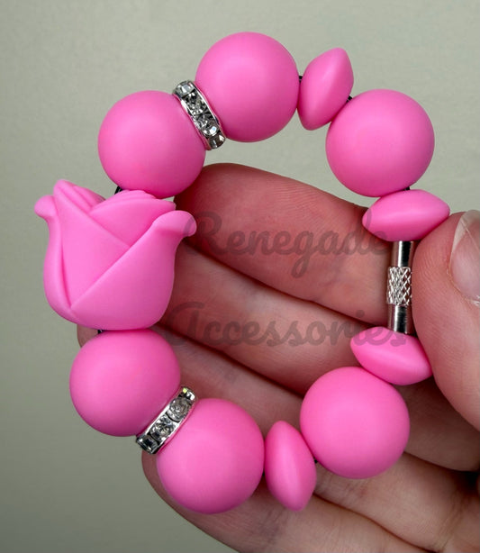 Silicone Charm - Pink Tulip