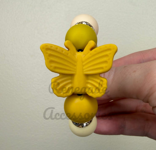 Silicone Charm - Mustard Yellow Butterfly - Cottage Core