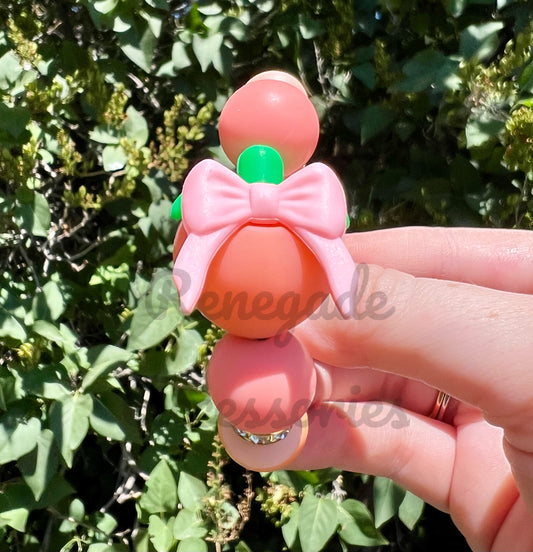 Silicone Charm - Peach With Bow