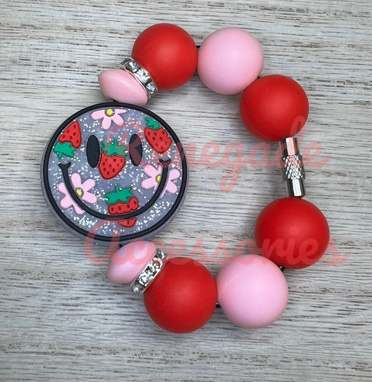 Silicone Charm - Strawberry Smiley