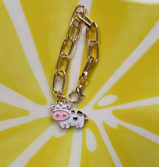 Metal Charm - Black And White Cow