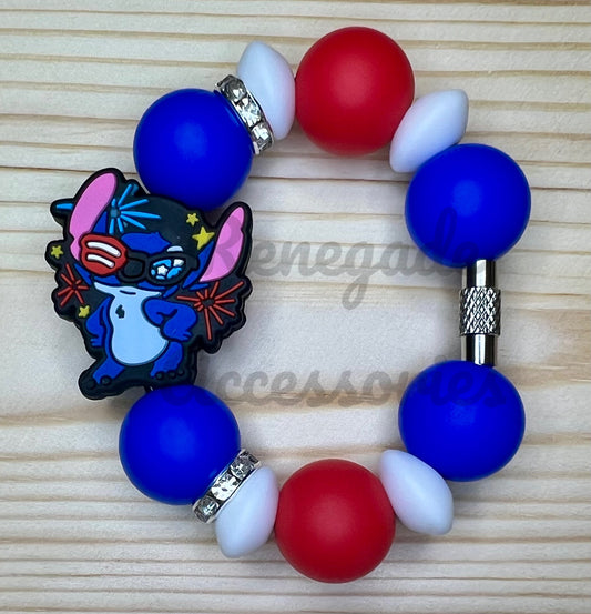 Silicone Charm - Blue Alien Fourth Of July