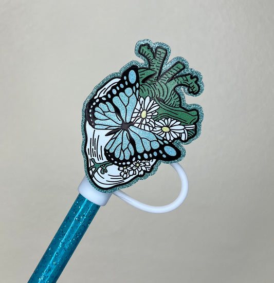 Straw Topper - Acrylic - Butterfly Heart