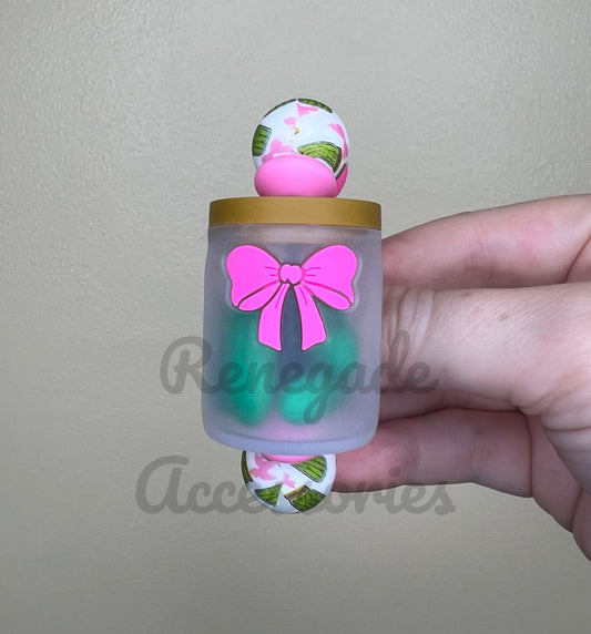 Silicone Charm - Pickle Jar Pink Bow (Pickles Move!)