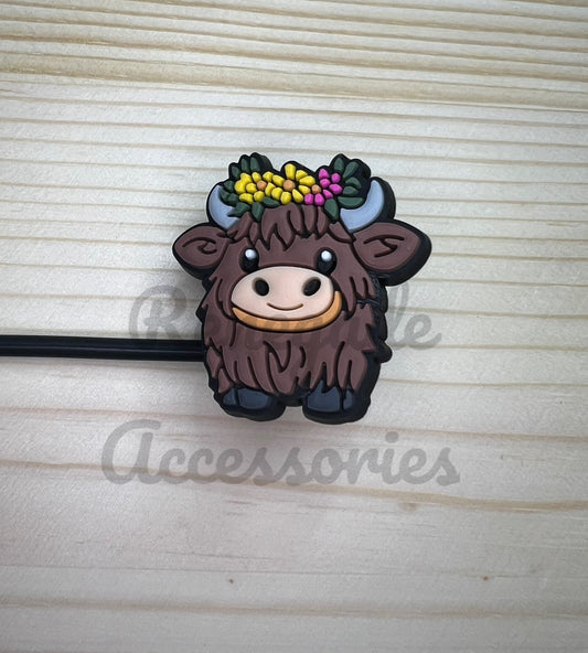 Straw Topper - Cow Flower Crown