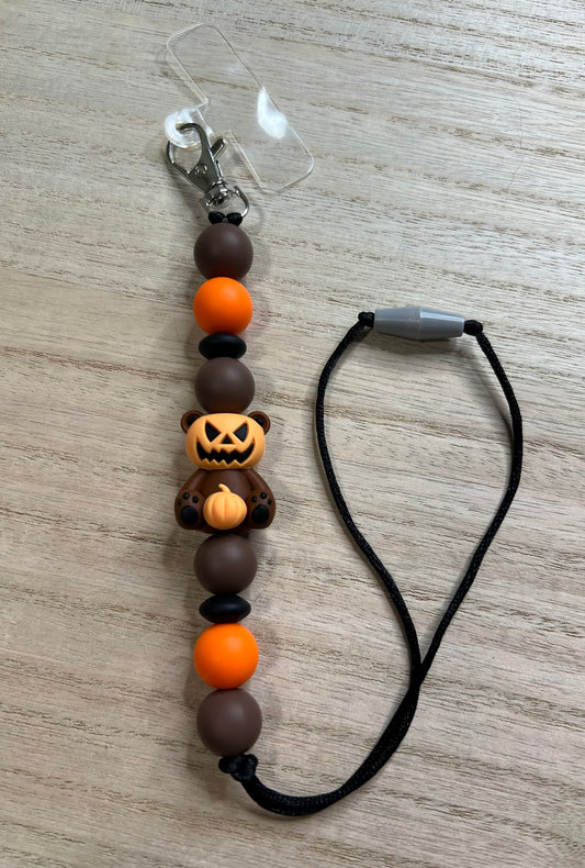 Phone Charm / Lanyard - Pumpkin Bear