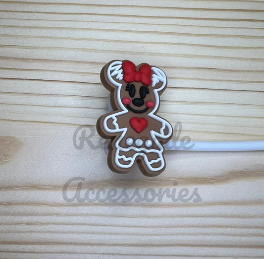 Straw Topper - Mouse Ears Gingerbread Girl