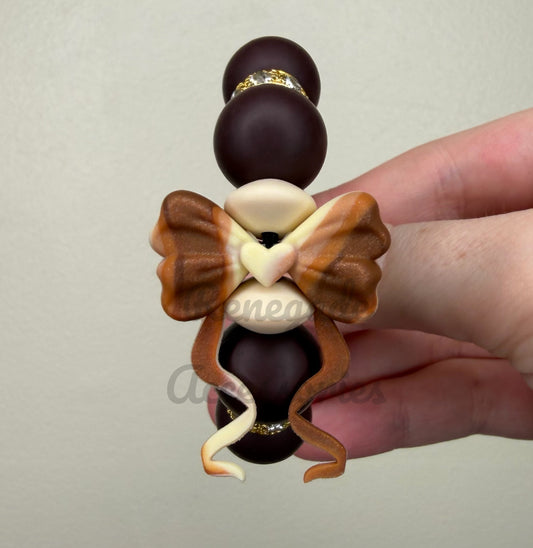 Silicone Charm - Neutral Swirl Bow