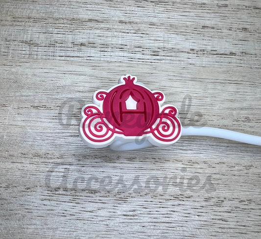 Straw Topper - Pink Princess Carriage