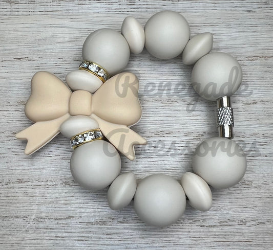 Silicone Charm - Beige Bow