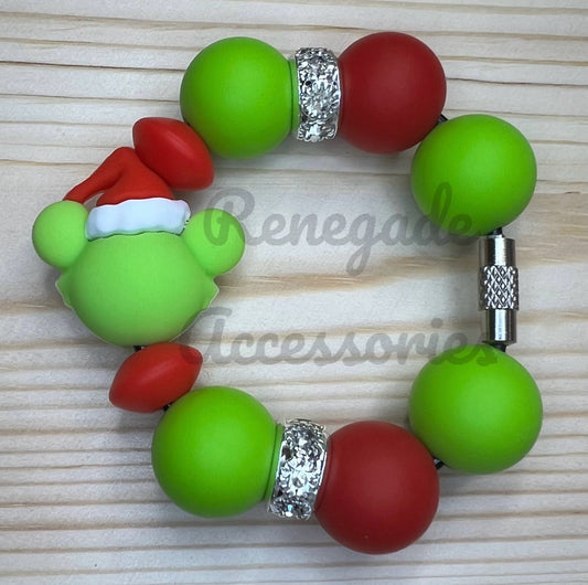 Silicone Charm - Christmas Green Guy Mouse Ears