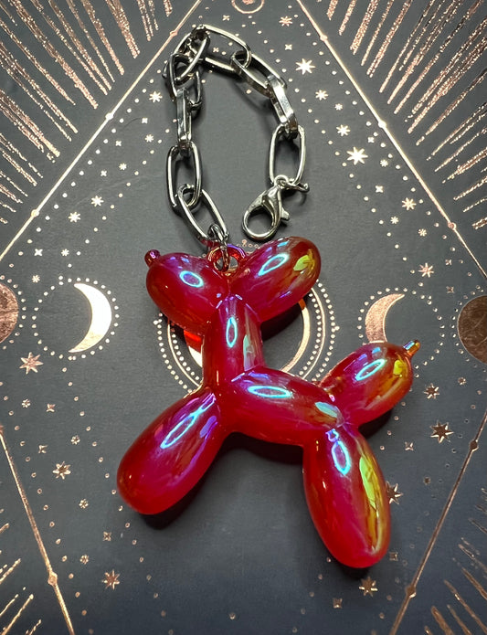 Metal Charm - Red Balloon Dog -Silver