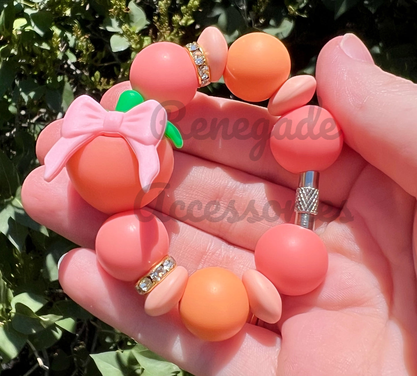 Silicone Charm - Peach With Bow