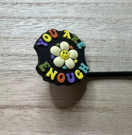 Straw Topper - You Are Enough Smiley Flower