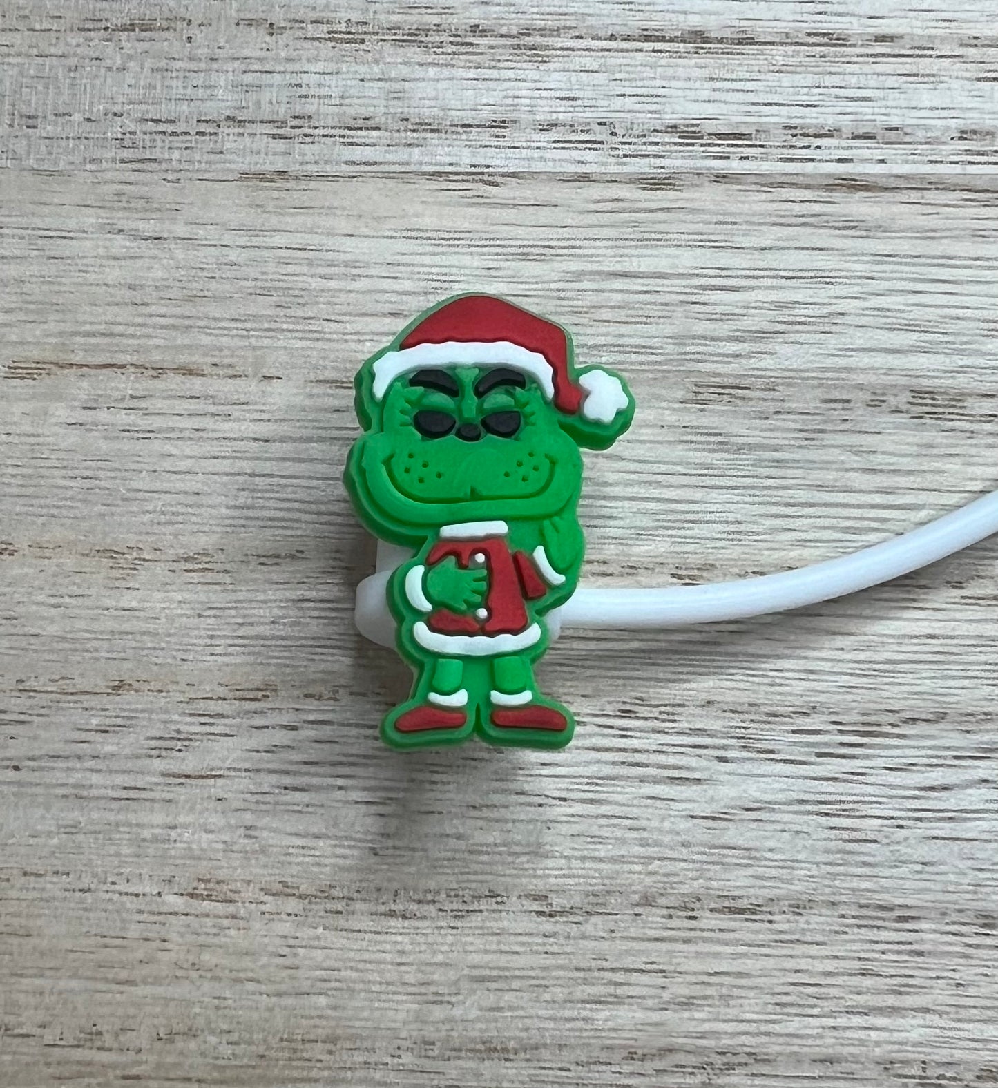 Straw Topper - Christmas Green Guy Santa