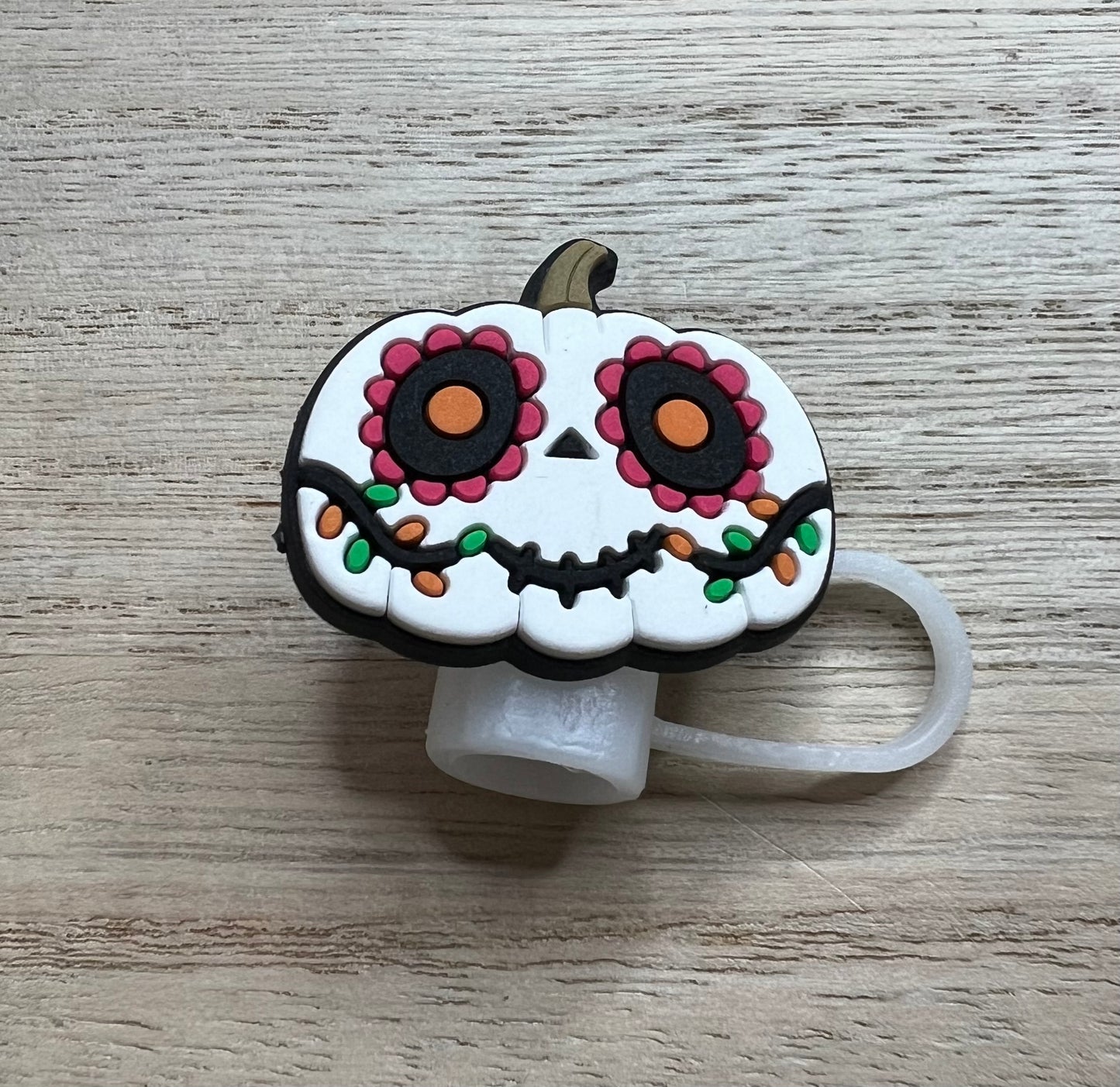 Straw Topper - Day Of The Dead Pumpkin