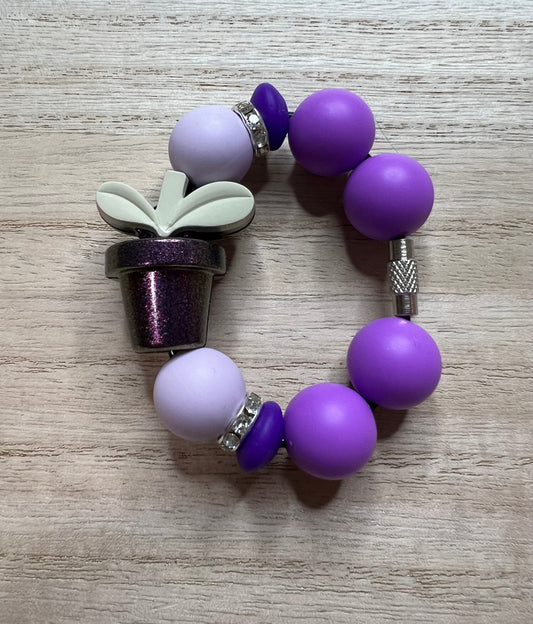 Silicone Charm - Purple Plant Pot - Flower