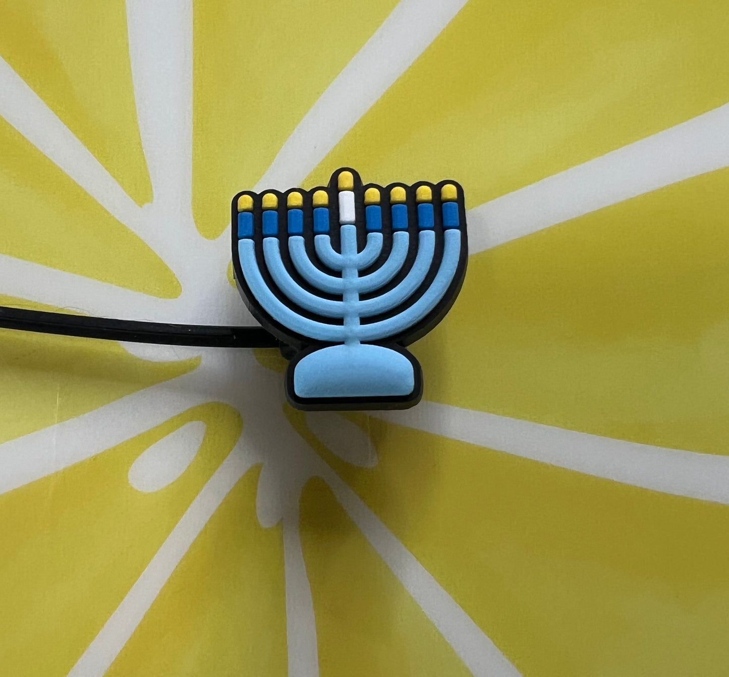 8MM Straw Topper - Menorah Hanukkah