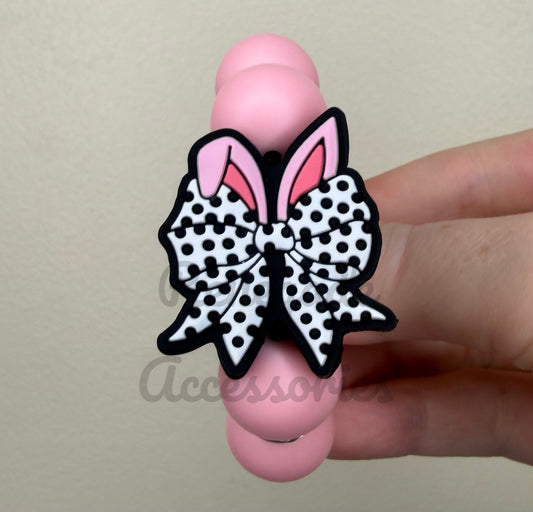 Silicone Charm - Polka Dot Bunny Bow