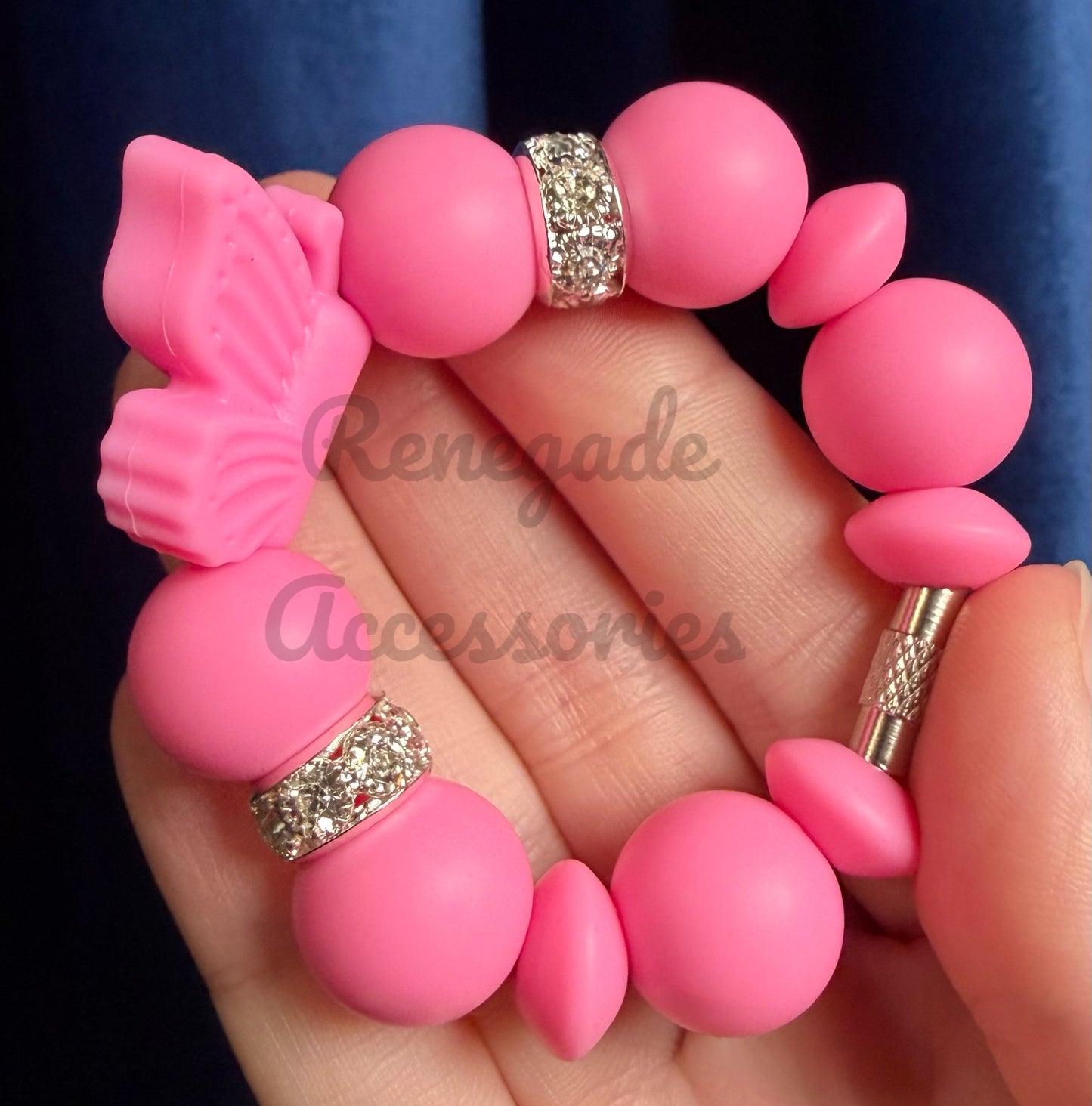 Silicone Charm - Pink Butterfly - Pretty In Pink