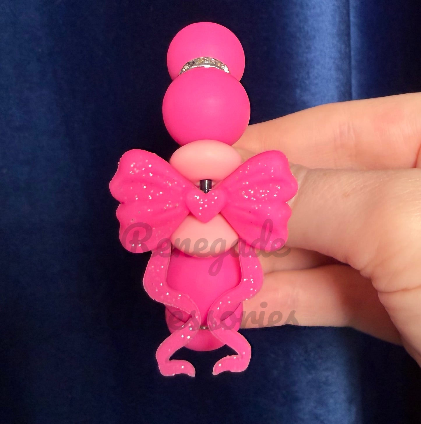 Silicone Charm - Neon Pink Bow