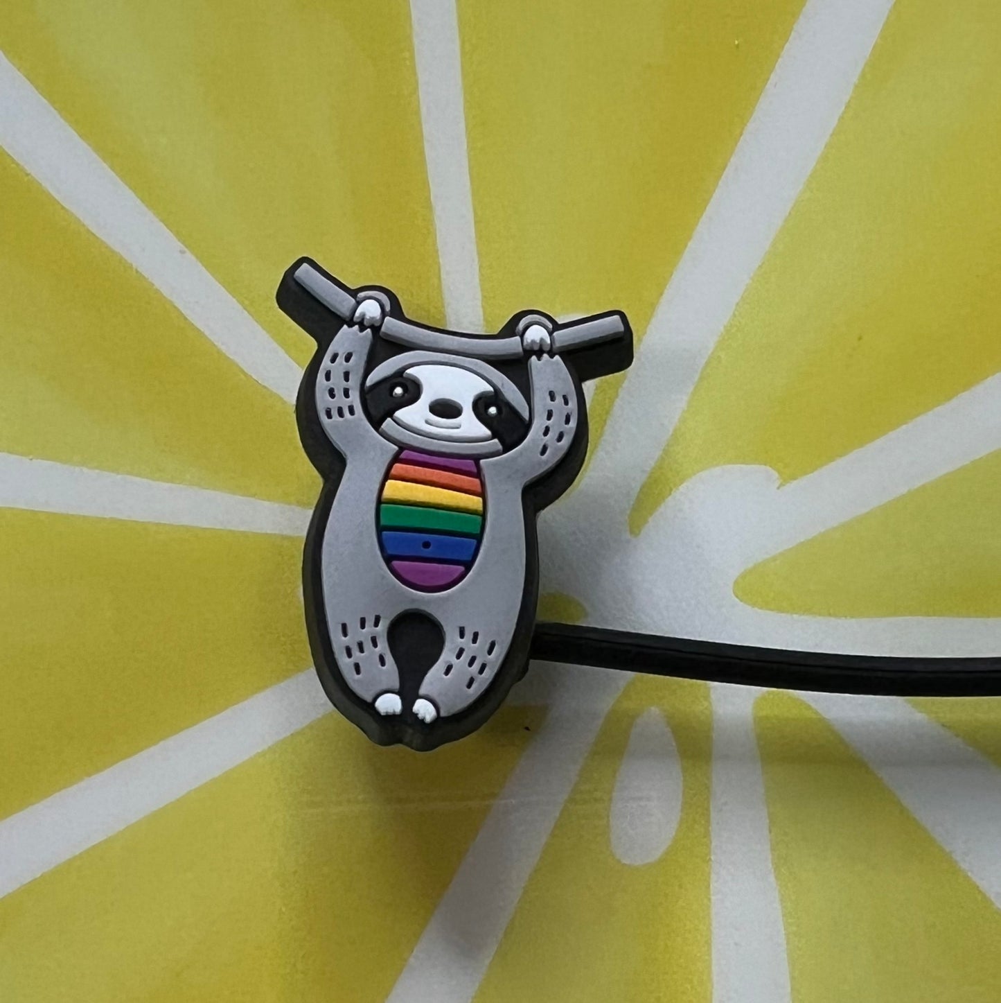 Straw Topper - Sloth Rainbow Flag Pride