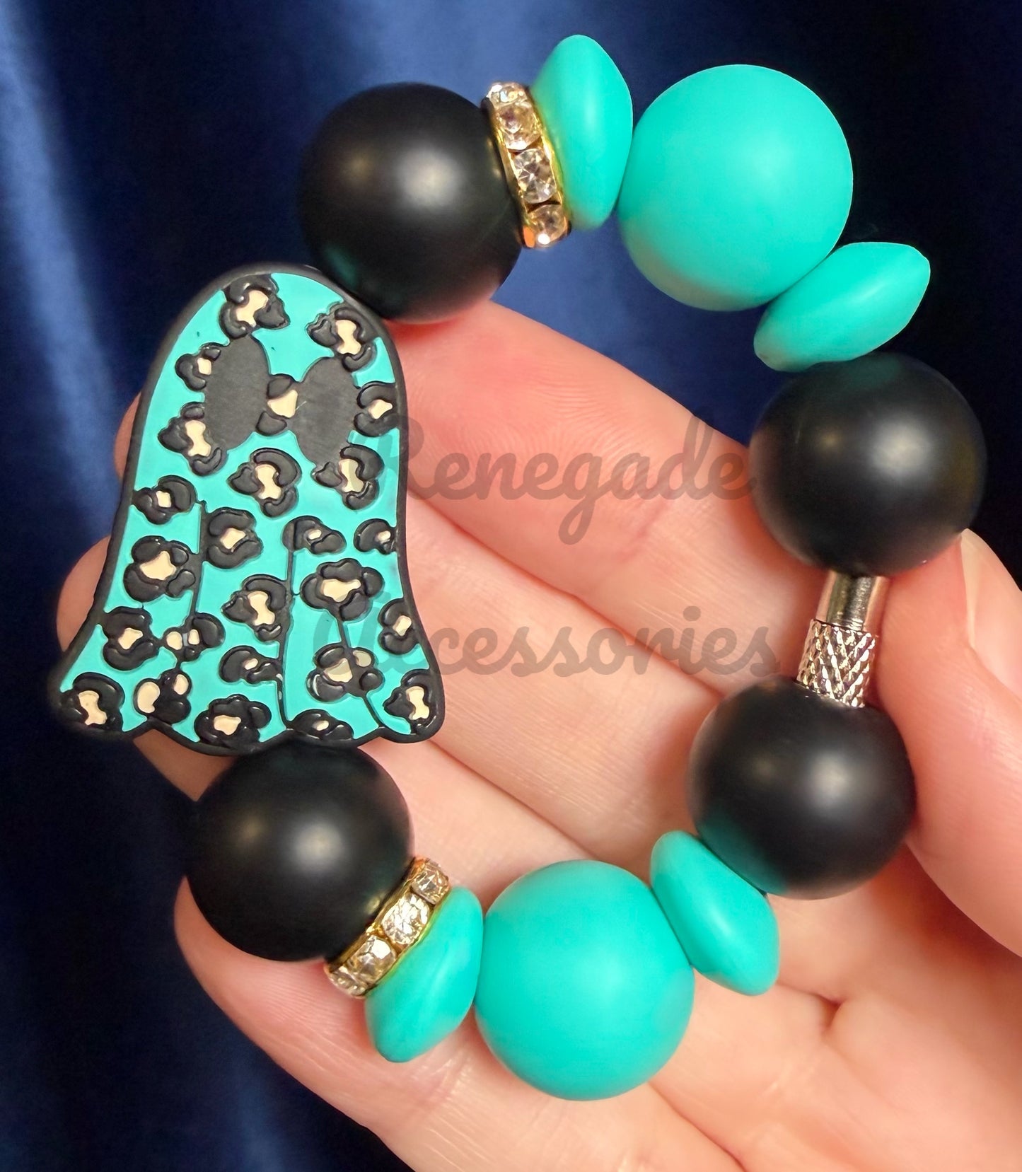 Silicone Charm - Cheetah Ghost Turquoise