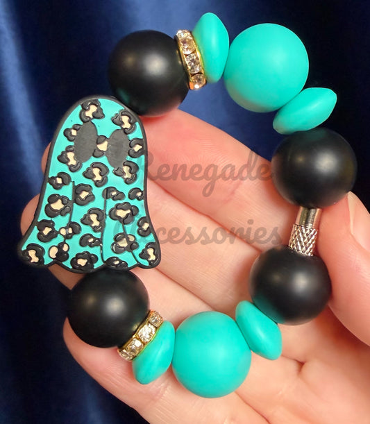 Silicone Charm - Cheetah Ghost Turquoise