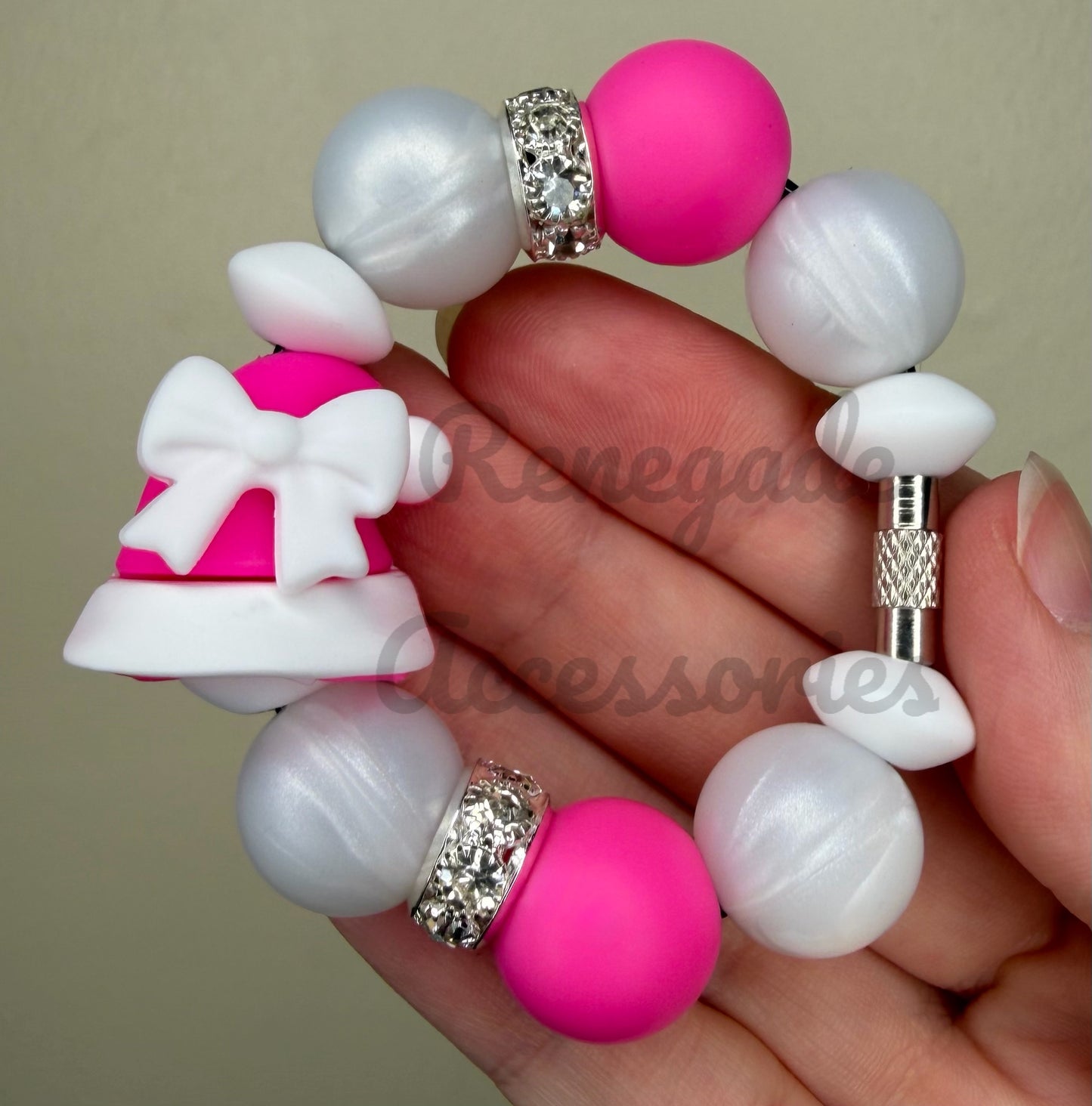 Silicone Charm - Pink Christmas Hat
