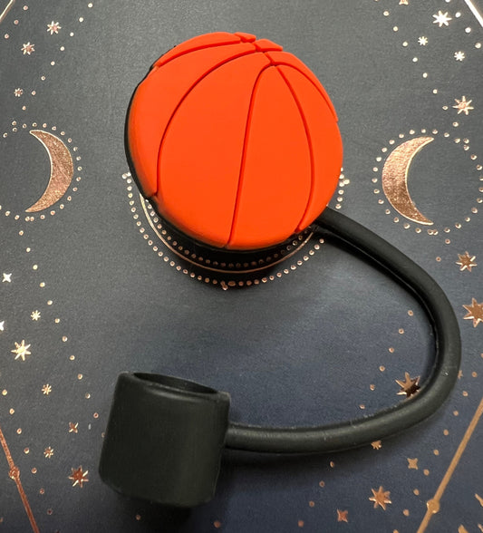 Straw Topper - Bright Orange Basketball - Sports