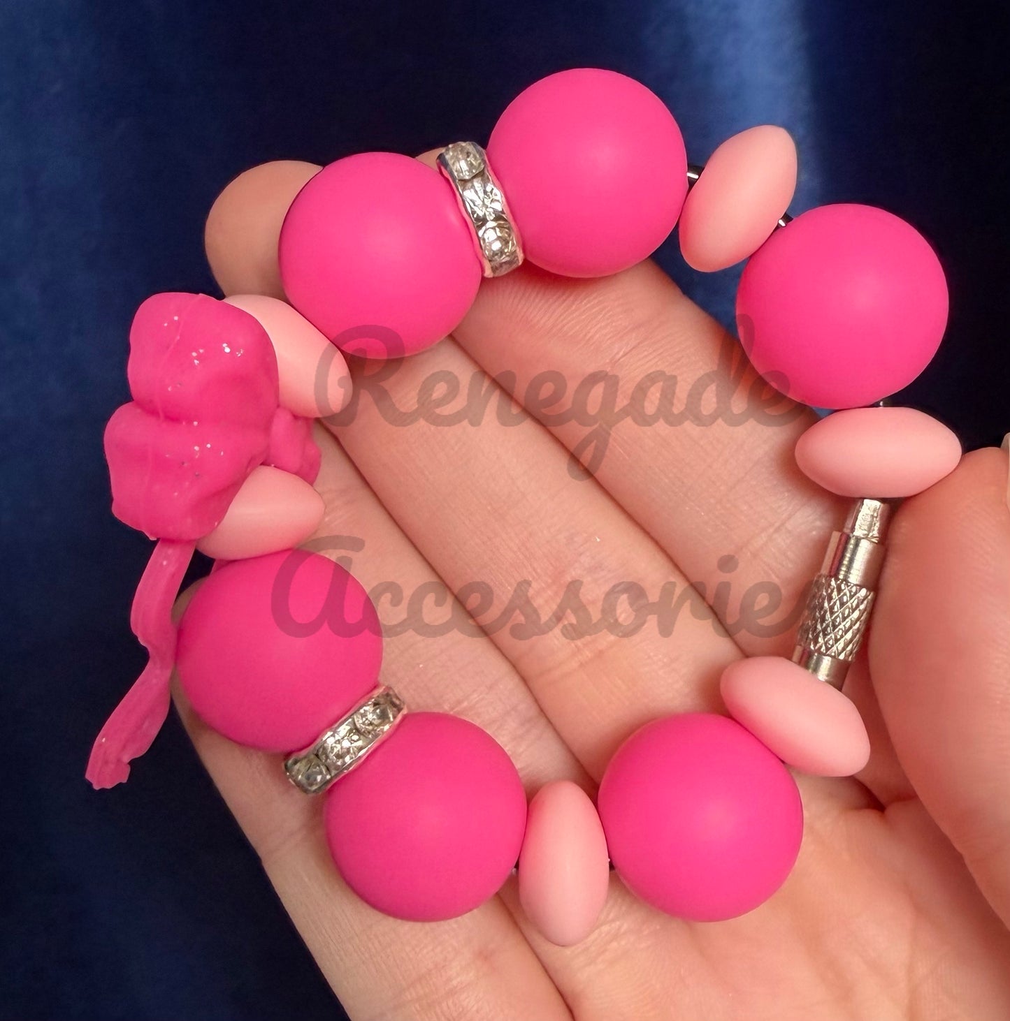 Silicone Charm - Neon Pink Bow