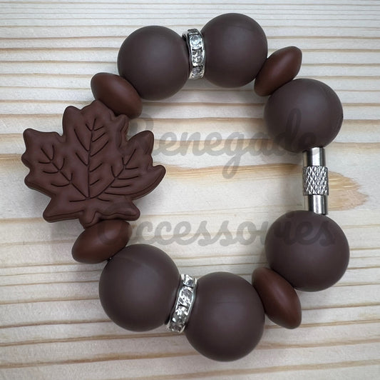 Silicone Charm - Dark Brown Leaf