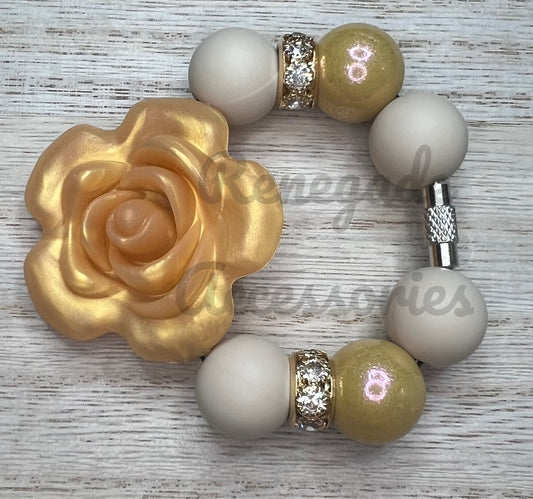 Silicone Charm - Gold Rose / Flower