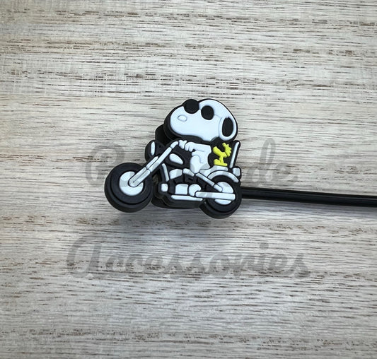 Straw Topper - Beagle Dog Character Motorcycle