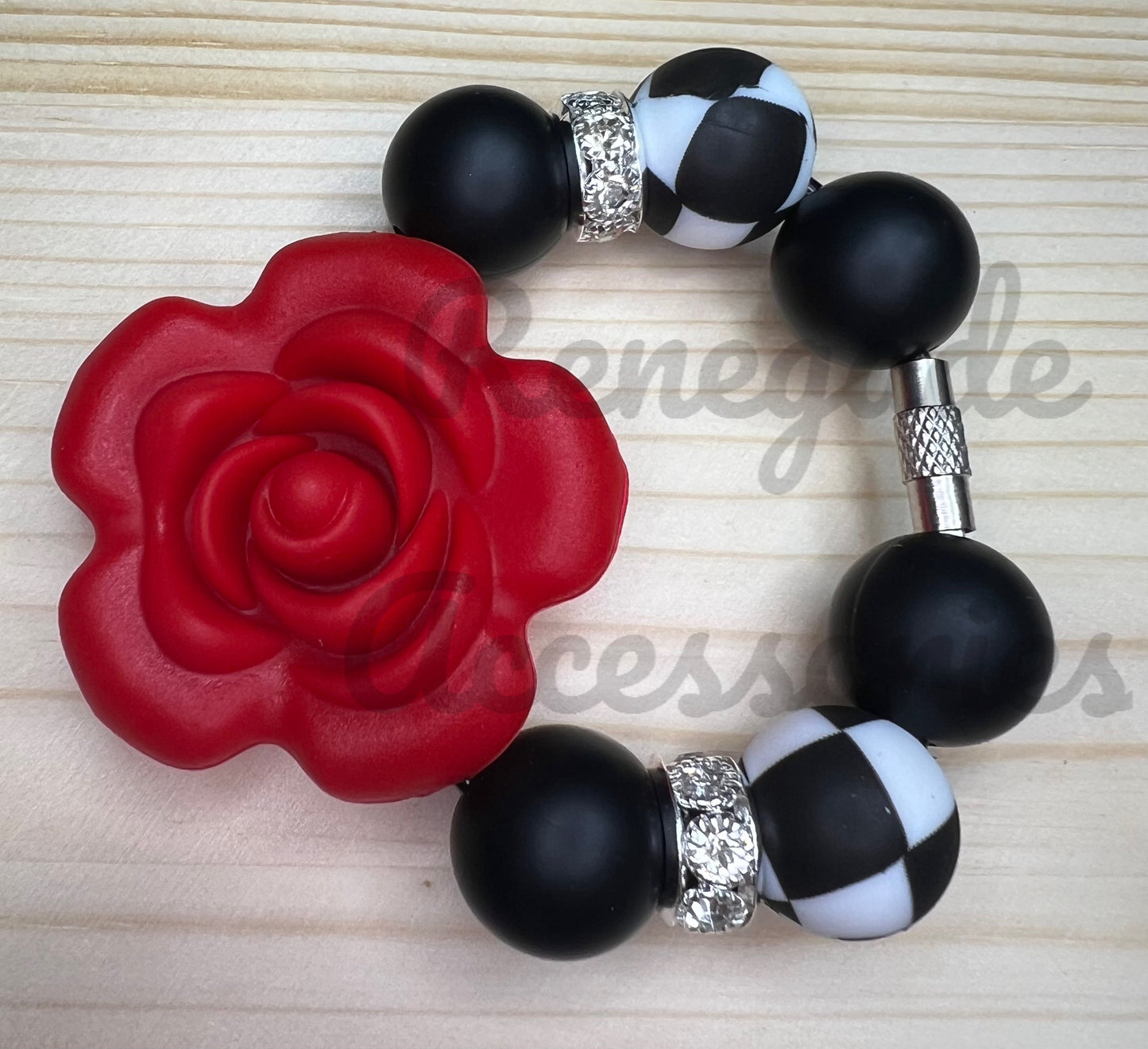 Silicone Charm - Red Rose Flower
